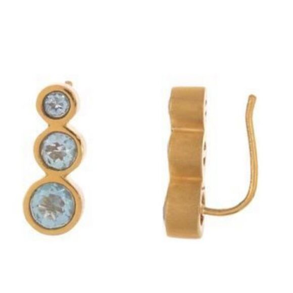 DEAN DAVIDSON 22K Gold Plated Manhattan‎ Blue Topaz Ear Crawler Earrings, NWT - Picture 11 of 11